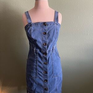 SO Women's Blue Denim Overall Dress